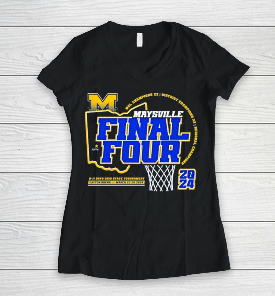 Maysville Panther 2024 Final Four D Ii Ohio Boys Basketball State Tournament Champions Women V-Neck T-Shirt