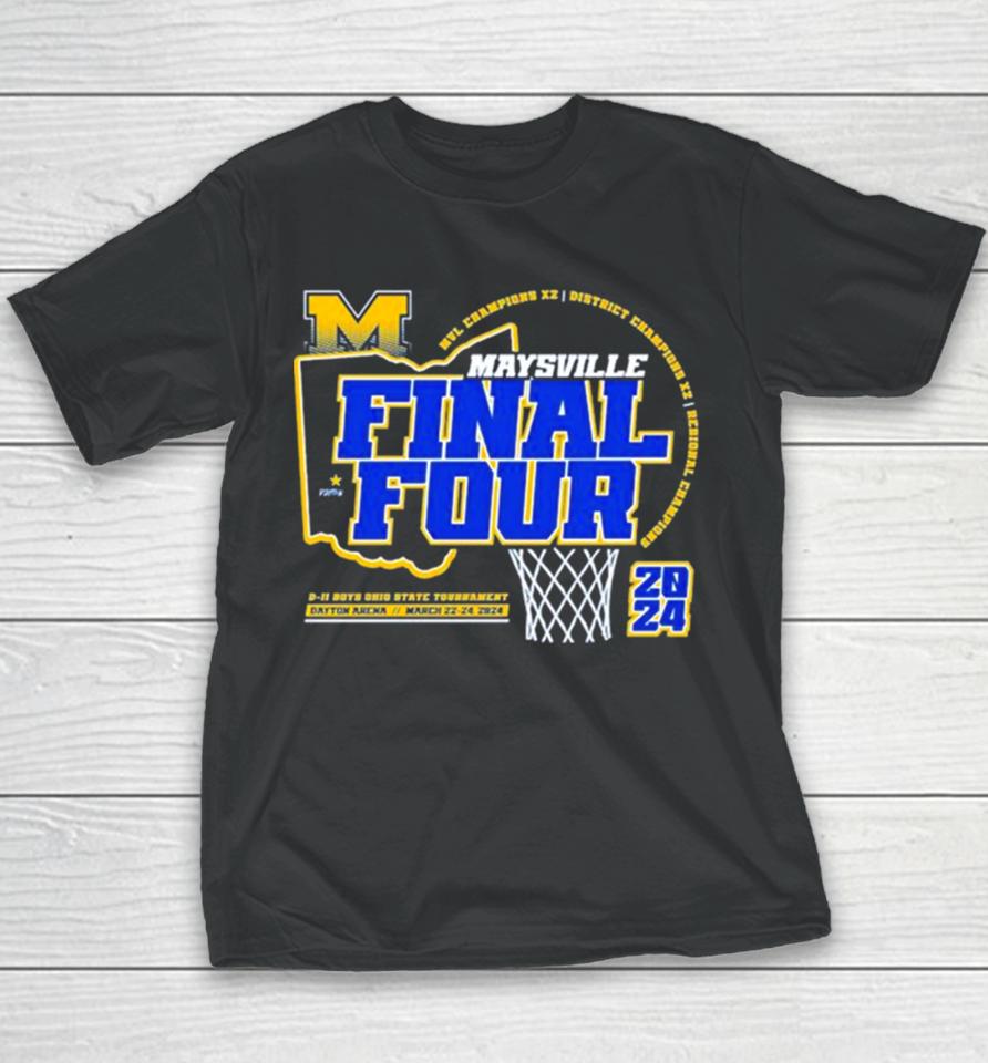 Maysville Panther 2024 Final Four D Ii Ohio Boys Basketball State Tournament Champions Youth T-Shirt