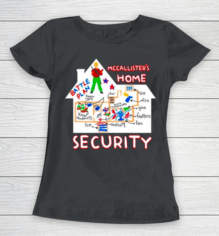 Mccallister’s Home Security Battle Plans Alone Christmas Women T-Shirt