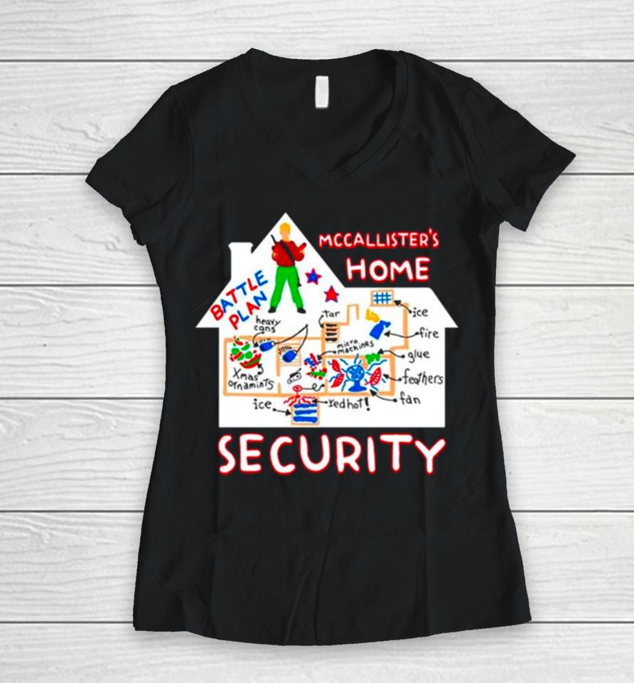 Mccallister’s Home Security Battle Plans Alone Christmas Women V-Neck T-Shirt