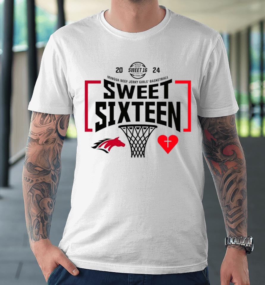 Mccracken County Vs Sacred Heart 2024 Mingua Beef Jerky Girls’ Basketball Sweet Sixteen State Tournament Premium T-Shirt