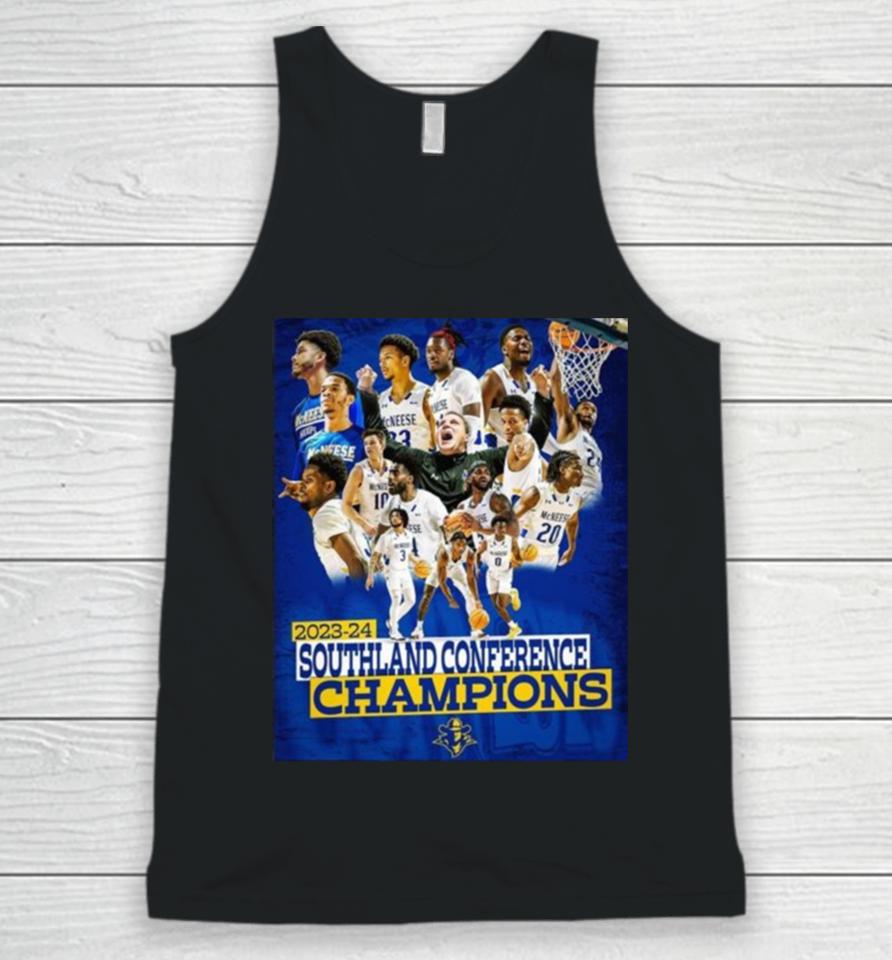 Mcneese State Cowboys Men’s Basketball 2024 Southland Conference Champions Unisex Tank Top