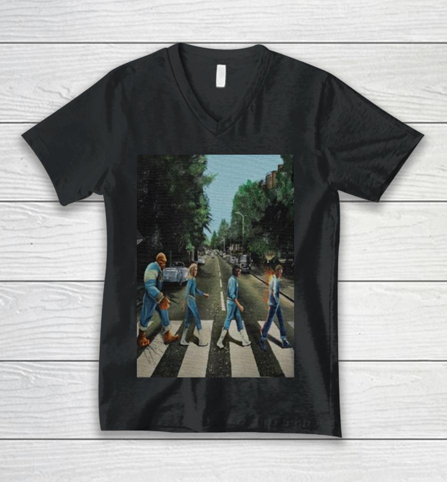 Mcu Fantastic Four Abbey Road Artwork Unisex V-Neck T-Shirt