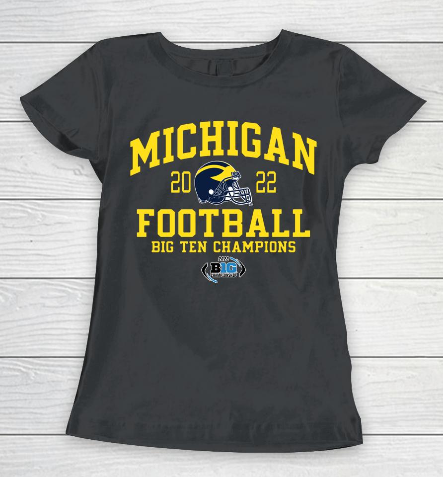Mden Michigan Football 2022 Big Ten Champions Women T-Shirt