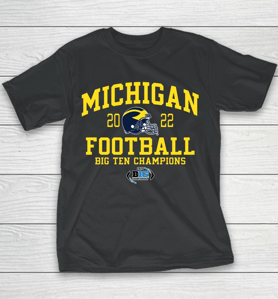 Mden Michigan Football 2022 Big Ten Champions Youth T-Shirt
