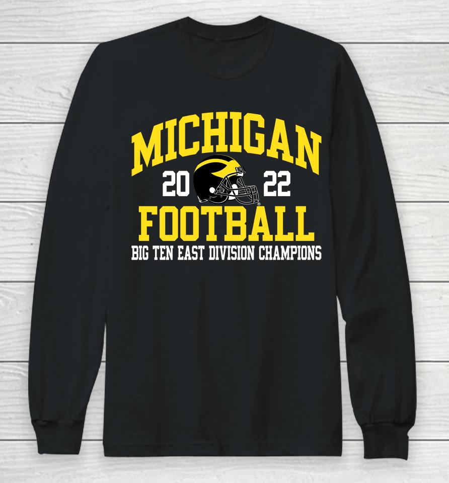 Mden Navy Michigan Football 2022 Big Ten East Champions Long Sleeve T-Shirt