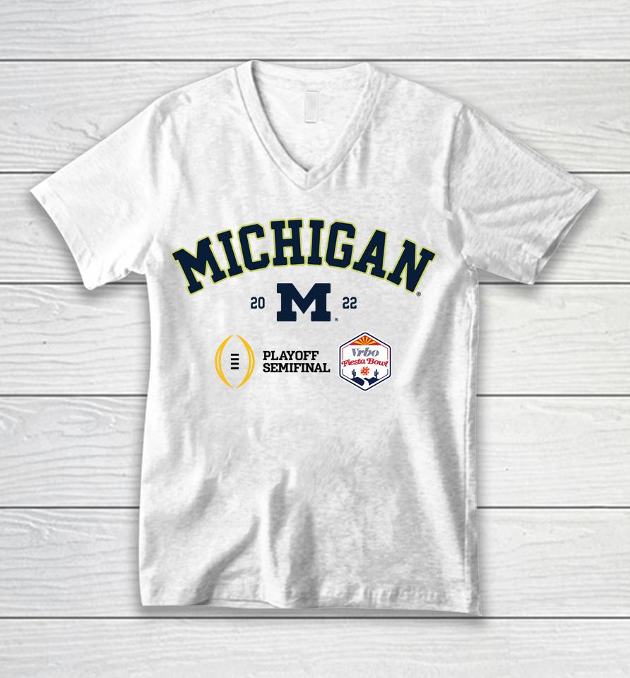 Mden Shop Michigan 2022 College Football Playoff Fiesta Bowl Unisex V-Neck T-Shirt
