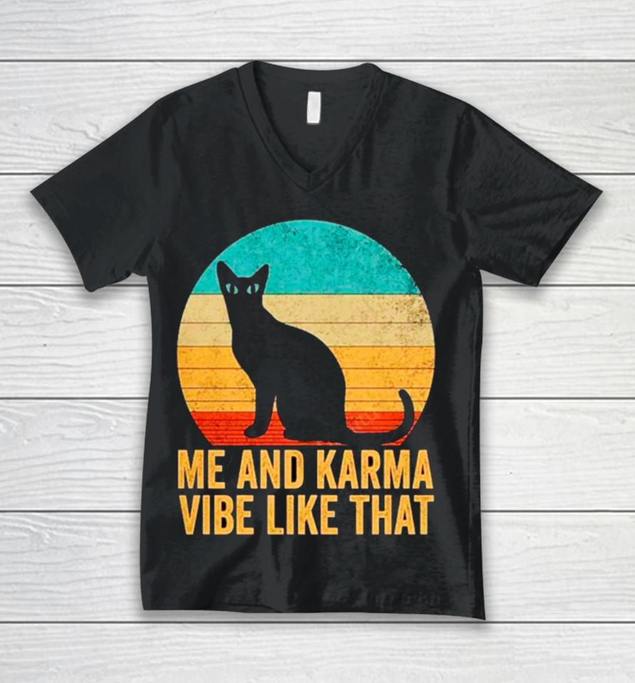 Me And Karma Vibe That Lazy Cat Vintage Unisex V-Neck T-Shirt