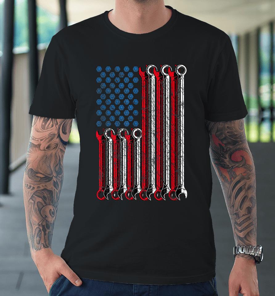 Mechanic Flag American Patriotic Flag Car Mechanic Usa Flag Premium T-Shirt