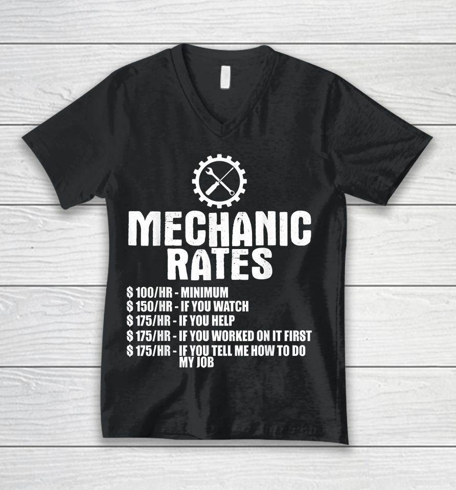 Mechanic Rates Unisex V-Neck T-Shirt
