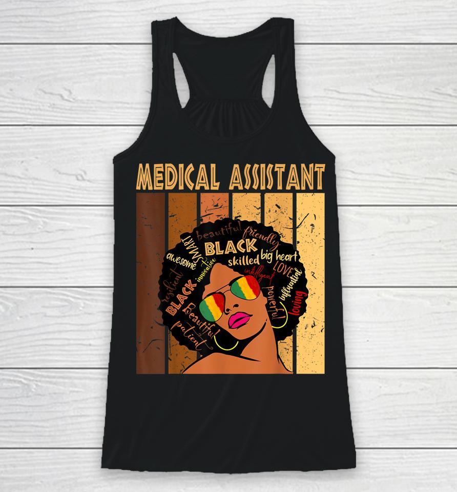 Medical Assistant Afro African American Black History Month Racerback Tank