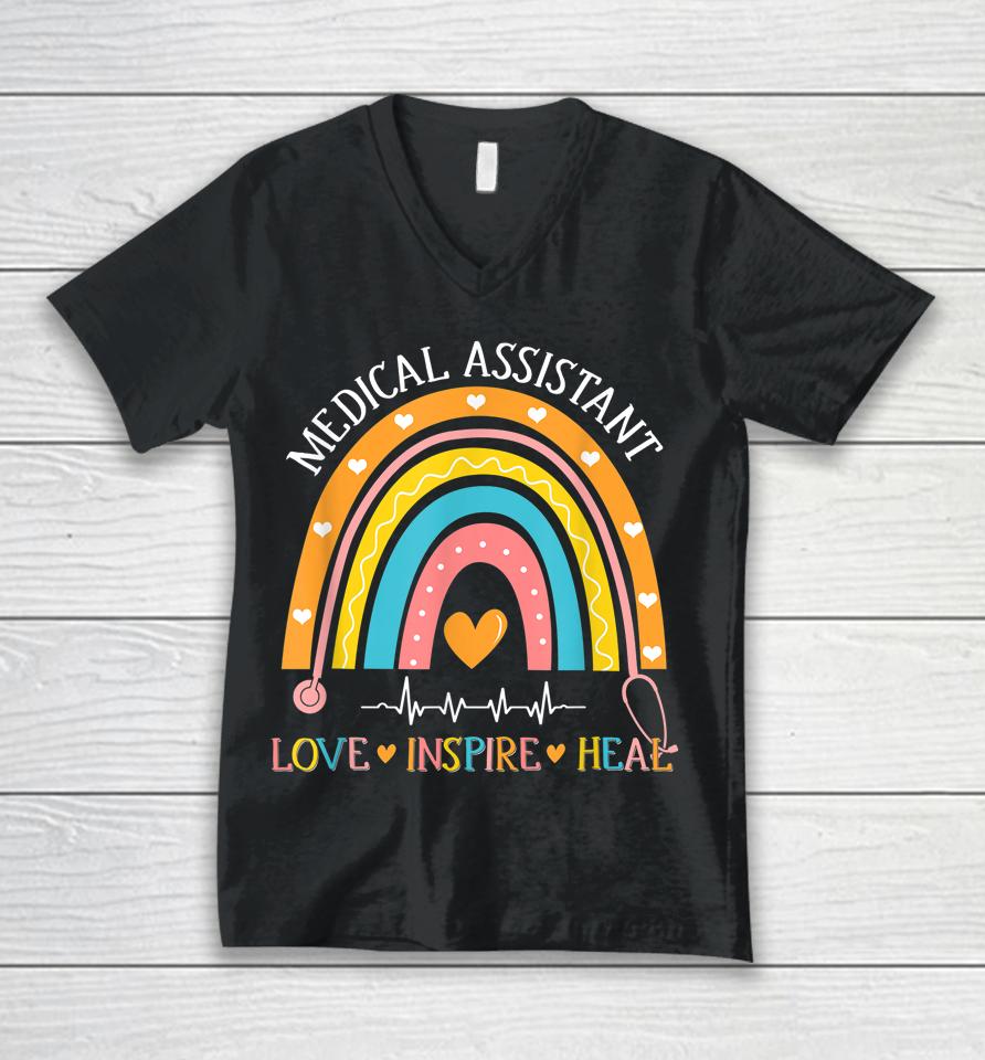 Medical Assistant Rainbow Love Inspire Nursing Nurses Week Unisex V-Neck T-Shirt