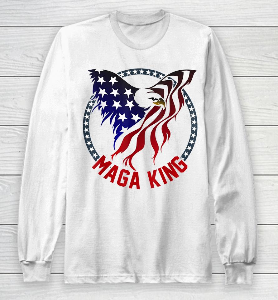 Mega King Eagle Usa Flag Proud Ultra Maga Trump 2024 Long Sleeve T-Shirt