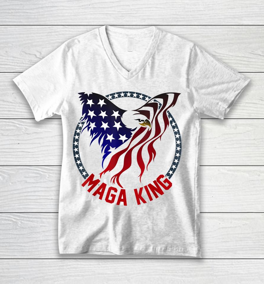 Mega King Eagle Usa Flag Proud Ultra Maga Trump 2024 Unisex V-Neck T-Shirt
