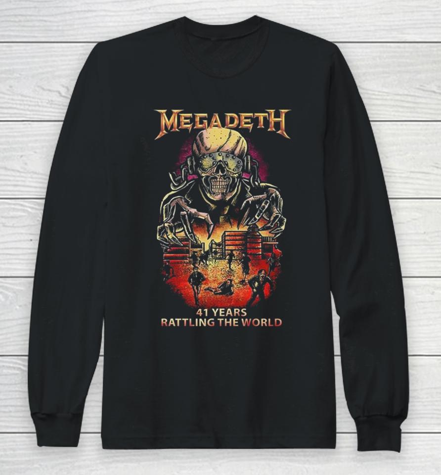 Megadeth 41 Years Rattling The World Black Version Skeleton Long Sleeve T-Shirt