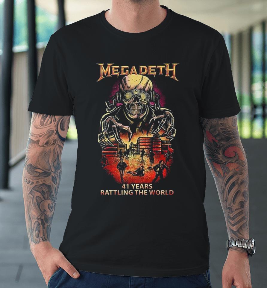Megadeth 41 Years Rattling The World Black Version Skeleton Premium T-Shirt