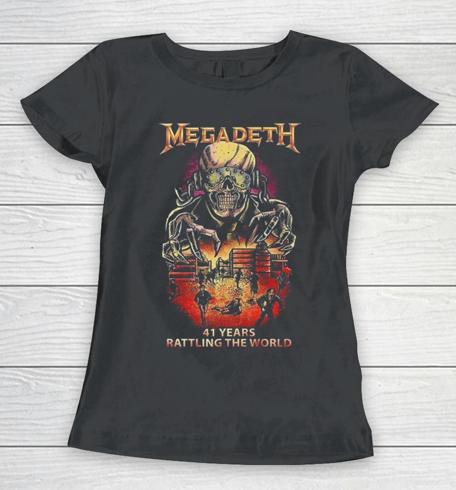 Megadeth 41 Years Rattling The World Black Version Skeleton Women T-Shirt