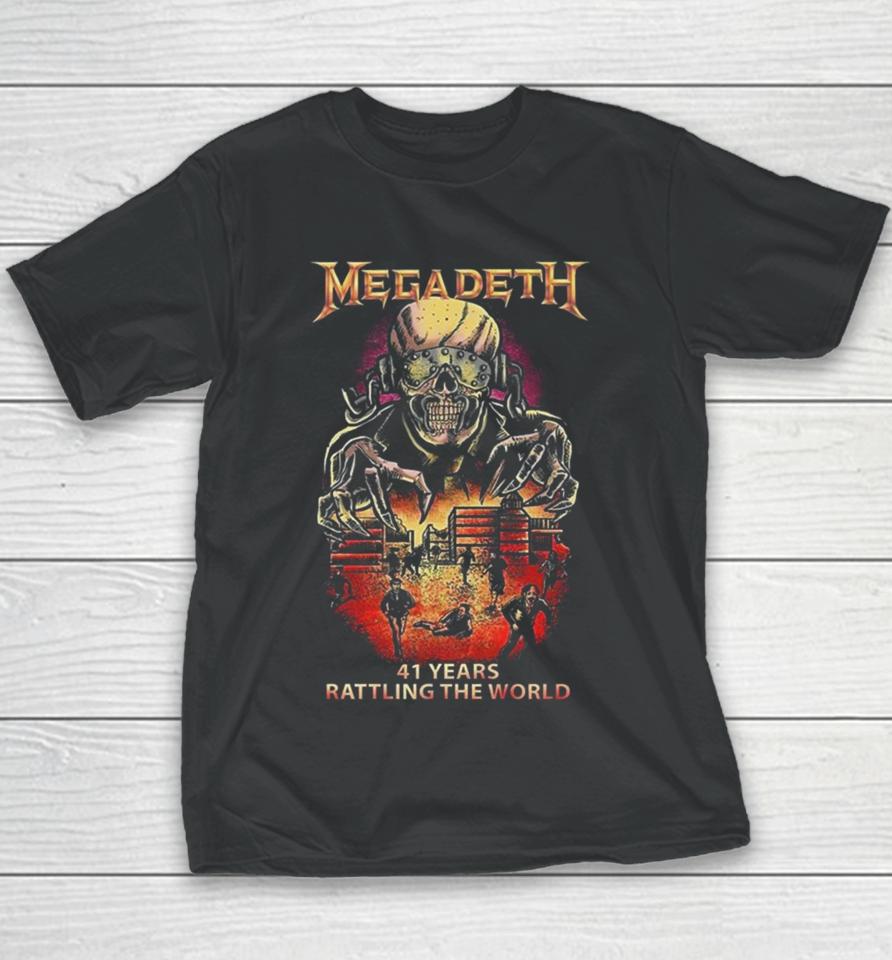 Megadeth 41 Years Rattling The World Black Version Skeleton Youth T-Shirt
