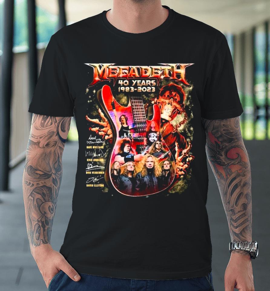 Megadeth Rock Music 40Th Anniversary 1983 2023 Signatures Guitar Premium T-Shirt