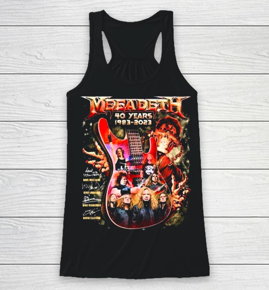 Megadeth Rock Music 40Th Anniversary 1983 2023 Signatures Guitar Racerback Tank