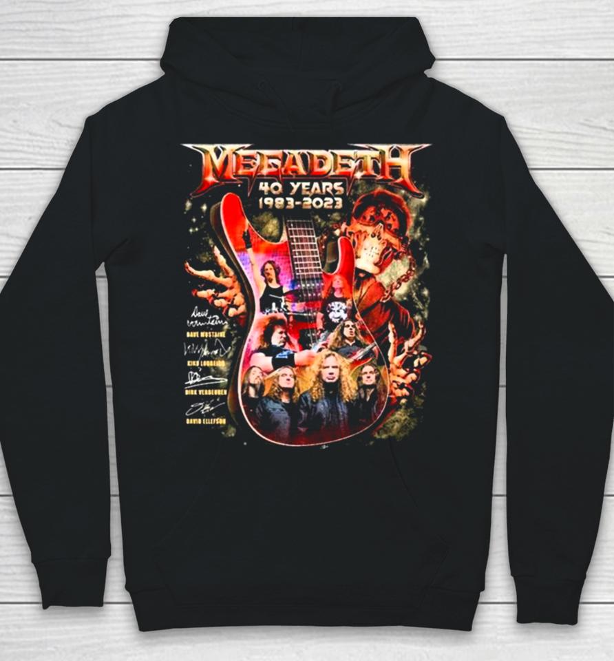 Megadeth Rock Music 40Th Anniversary 1983 2023 Signatures Guitar Hoodie