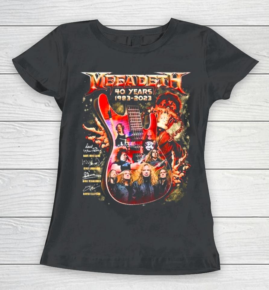 Megadeth Rock Music 40Th Anniversary 1983 2023 Signatures Guitar Women T-Shirt