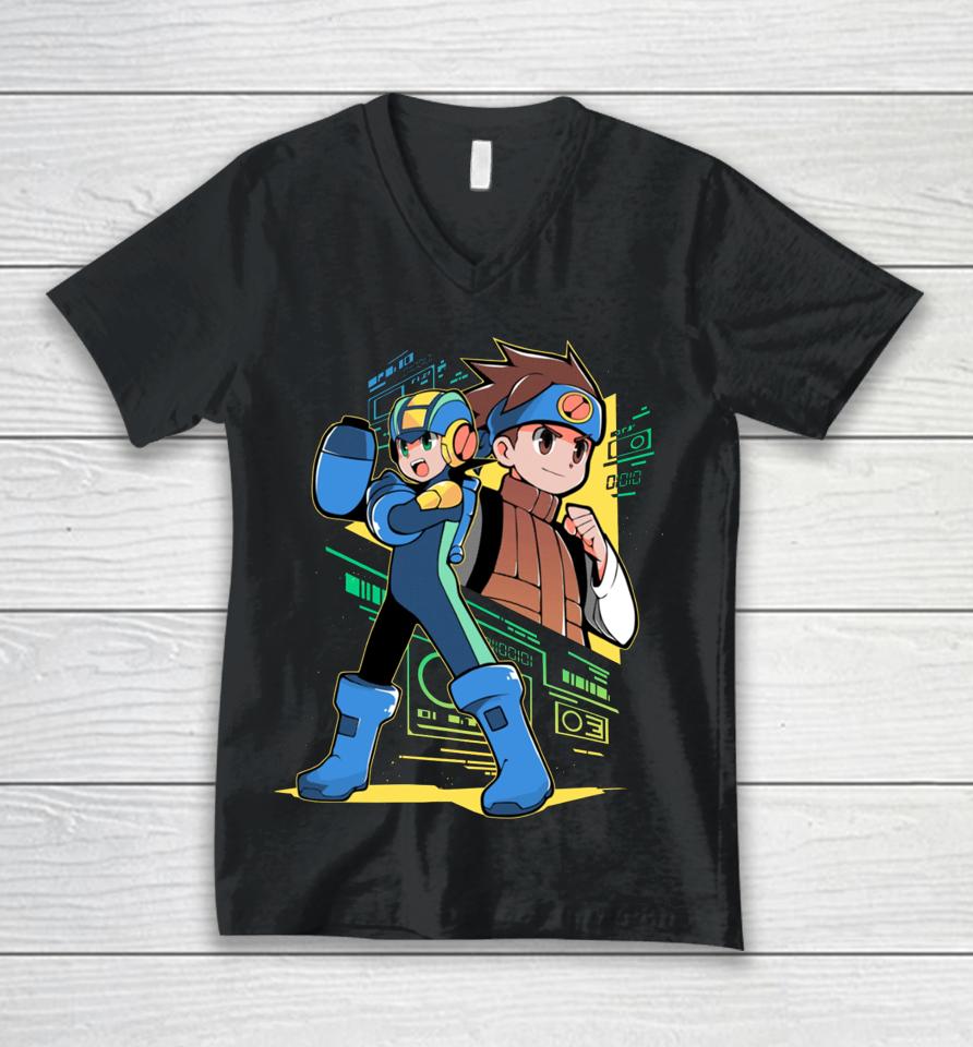 Megaman Store Mega Man And Lan Unisex V-Neck T-Shirt