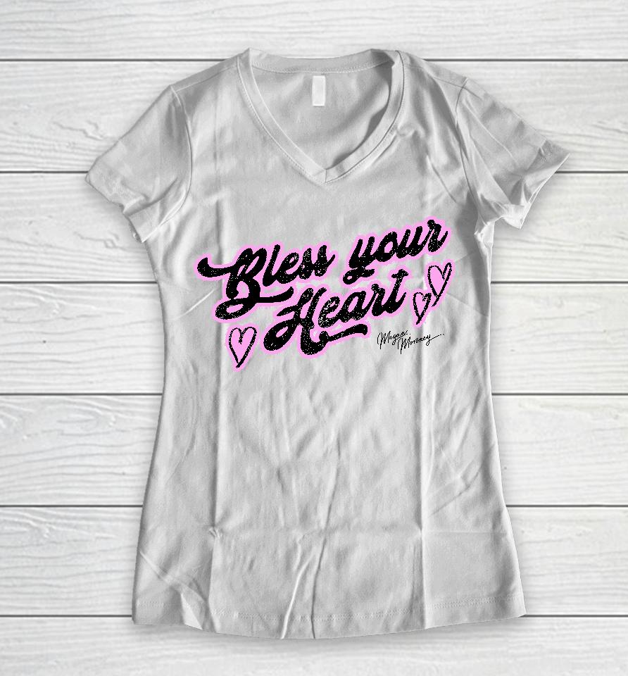 Megan Moroney Merch Bless Your Heart Women V-Neck T-Shirt