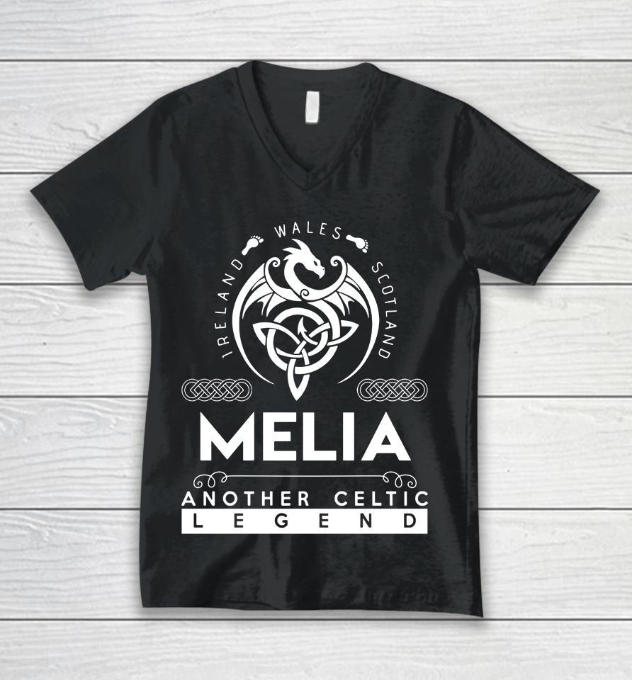 Melia Name Another Celtic Legend Melia Dragon Unisex V-Neck T-Shirt