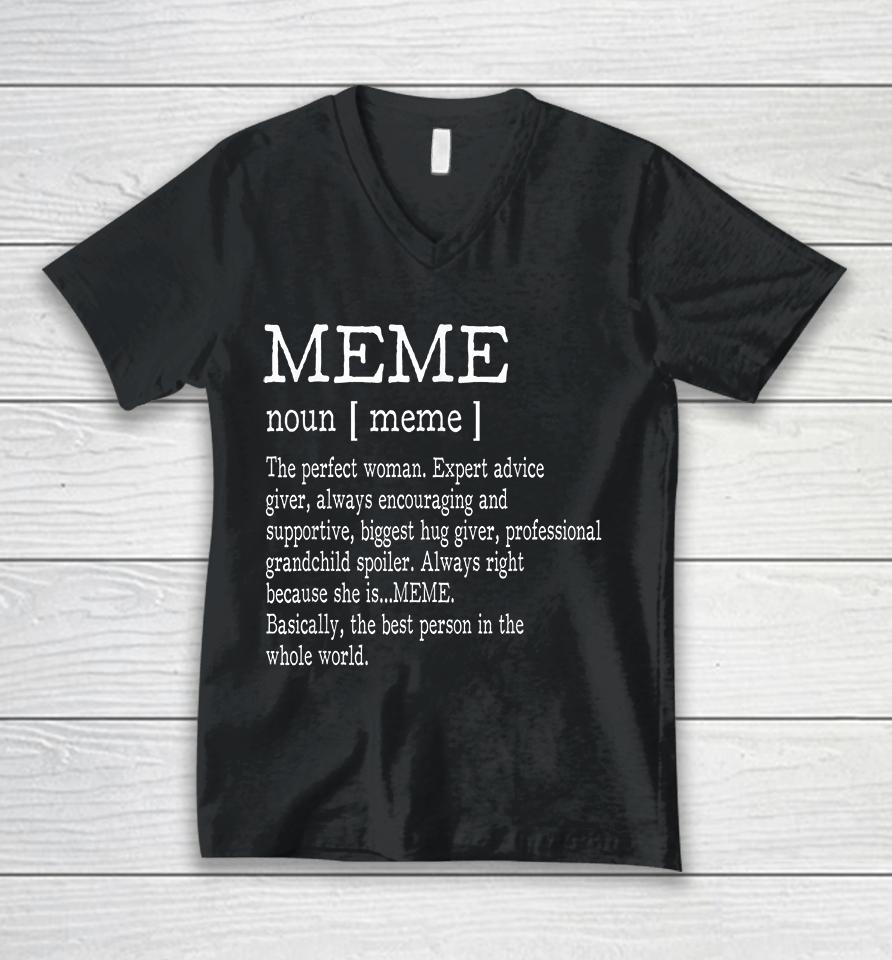 Meme Definition Grandma Mother Day Gifts Women Unisex V-Neck T-Shirt