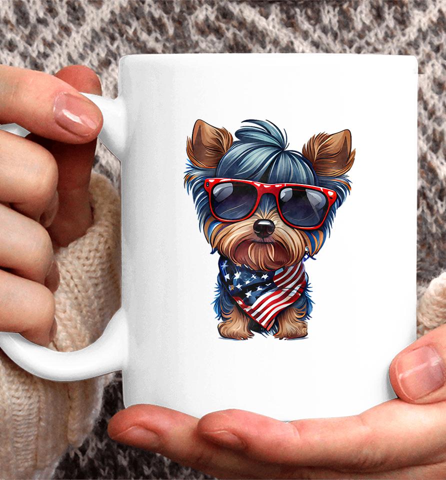 Memorial Day, 4Th Of July Patriotic Usa Flag Dog Coffee Mug