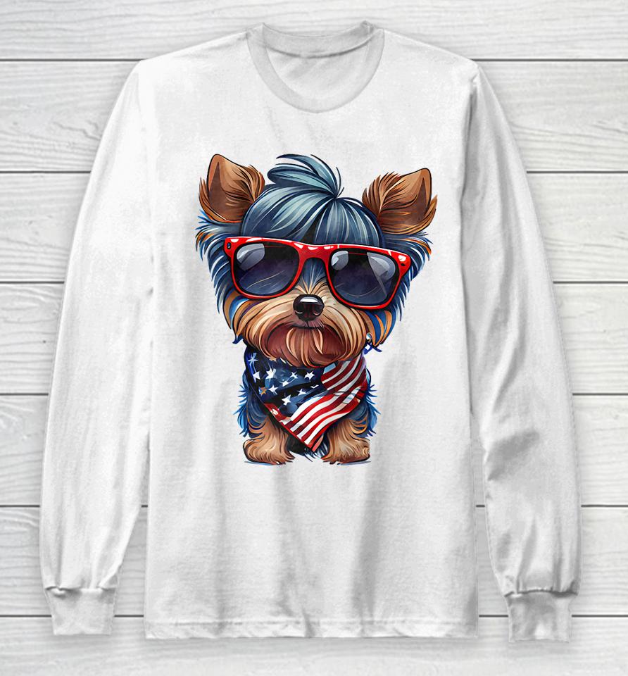 Memorial Day, 4Th Of July Patriotic Usa Flag Dog Long Sleeve T-Shirt