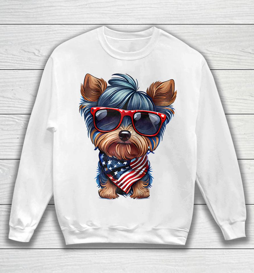 Memorial Day, 4Th Of July Patriotic Usa Flag Dog Sweatshirt