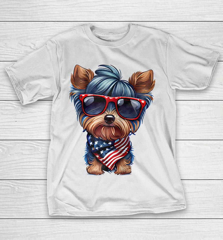 Memorial Day, 4Th Of July Patriotic Usa Flag Dog T-Shirt
