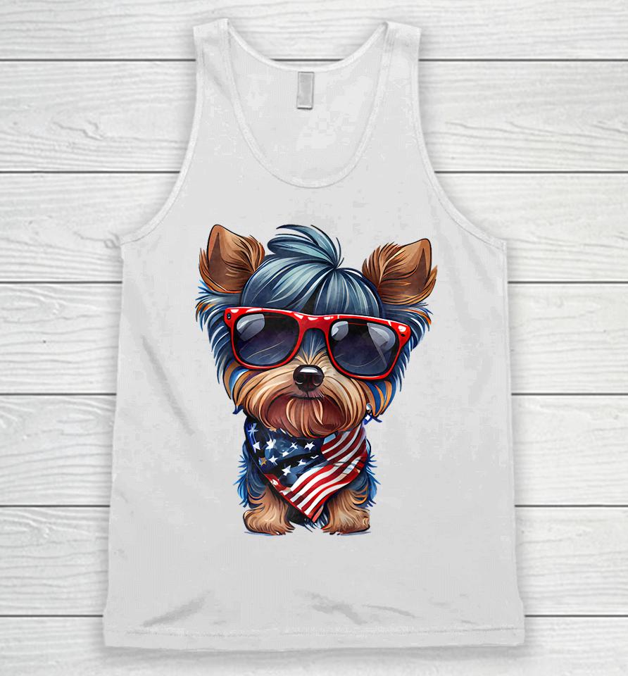 Memorial Day, 4Th Of July Patriotic Usa Flag Dog Unisex Tank Top