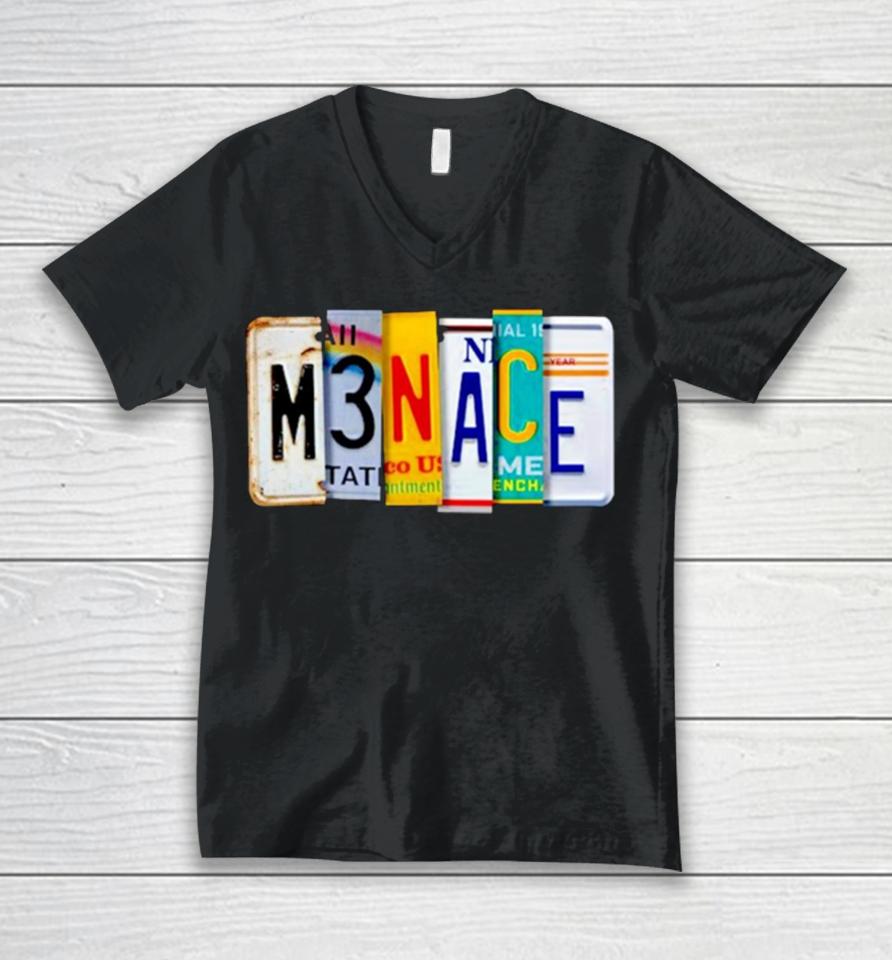 Menace License Plate Unisex V-Neck T-Shirt