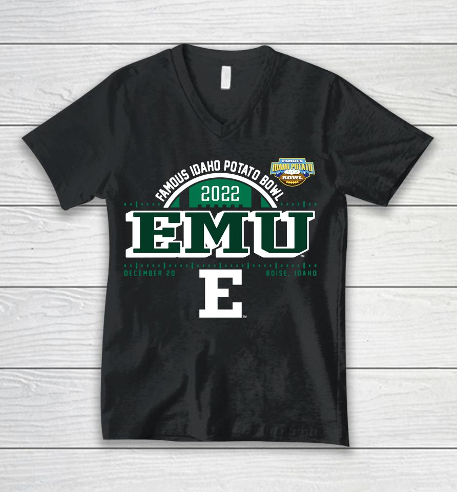 Men's 2022 Eastern Michigan Eagles Famous Idaho Potato Bowl Unisex V-Neck T-Shirt