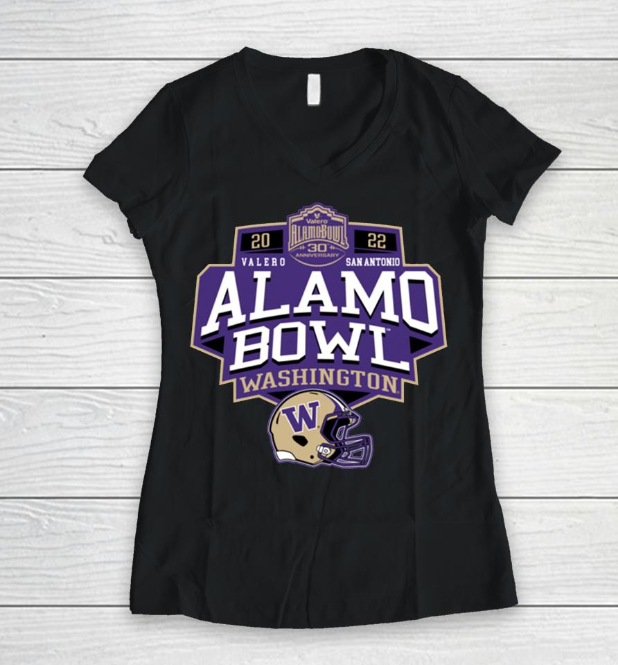 Men's 2022 Valero Alamo Bowl Washington Purple Women V-Neck T-Shirt