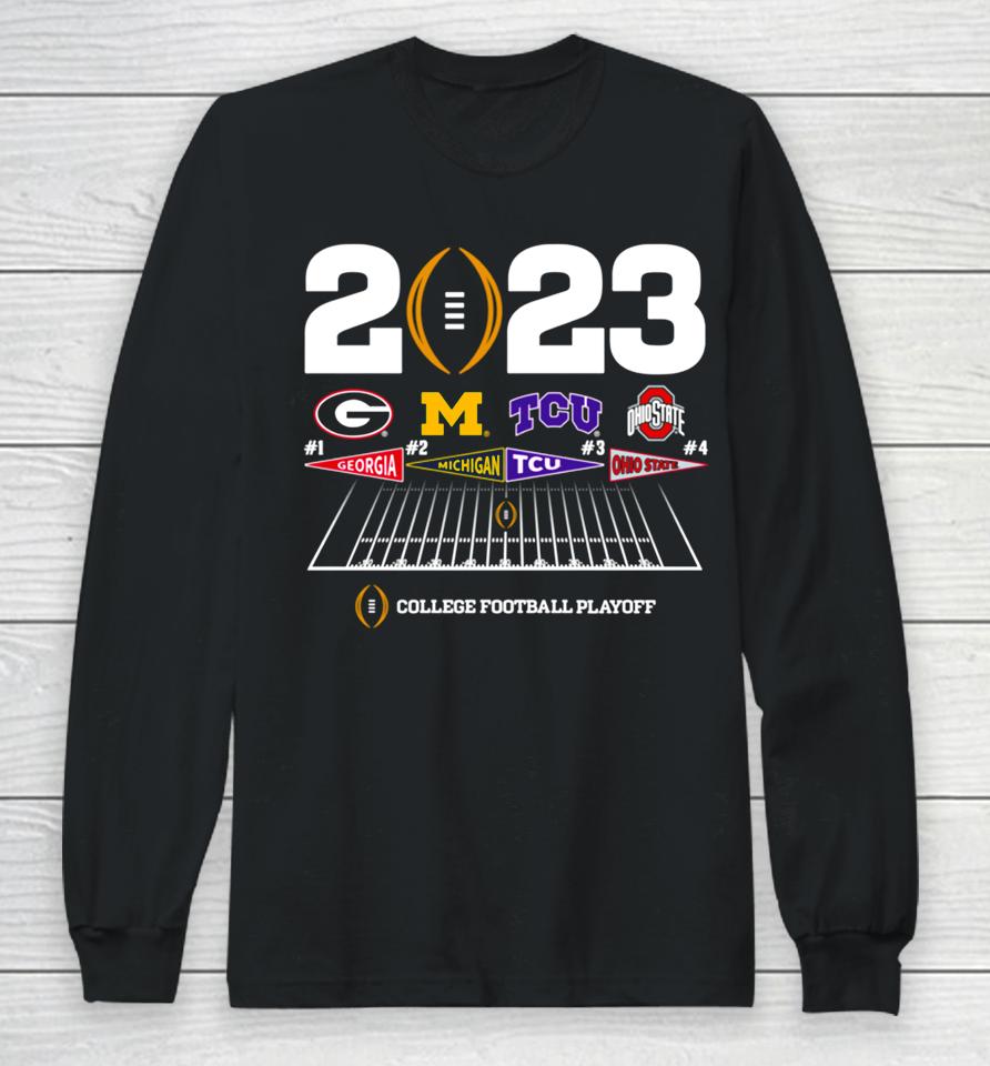 Men's 2023 College Football Playoff 4 Team Announcement Long Sleeve T-Shirt