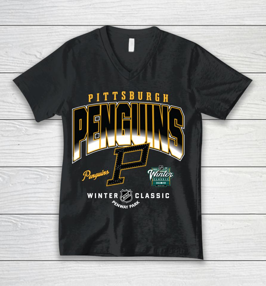 Men's 2023 Pittsburgh Penguins Nhl Winter Classic Fade Unisex V-Neck T-Shirt