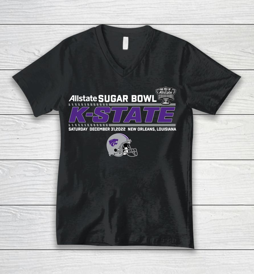 Men's Allstate Sugar Bowl K-State Team Helmet Fleece Black Unisex V-Neck T-Shirt