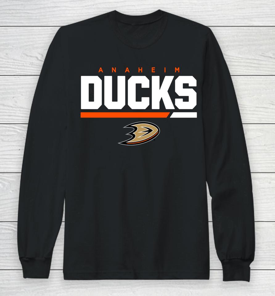 Men's Anaheim Ducks Levelwear Black Logo Richmond Long Sleeve T-Shirt