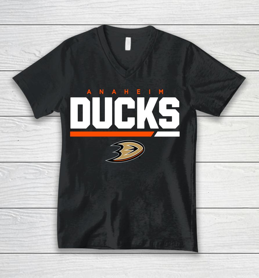 Men's Anaheim Ducks Levelwear Black Logo Richmond Unisex V-Neck T-Shirt