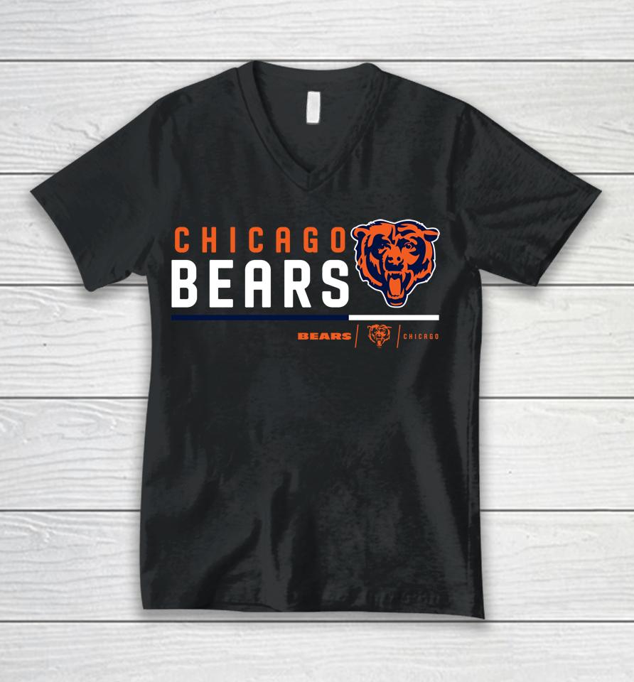 Men's Anthracite Chicago Bears Prime Logo Name Split Unisex V-Neck T-Shirt