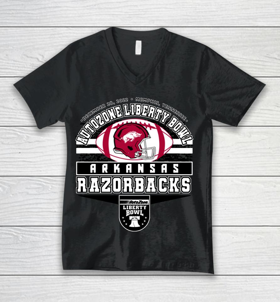 Men's Arkansas Razorbacks 2022 Ncaa Liberty Bowl Team Unisex V-Neck T-Shirt