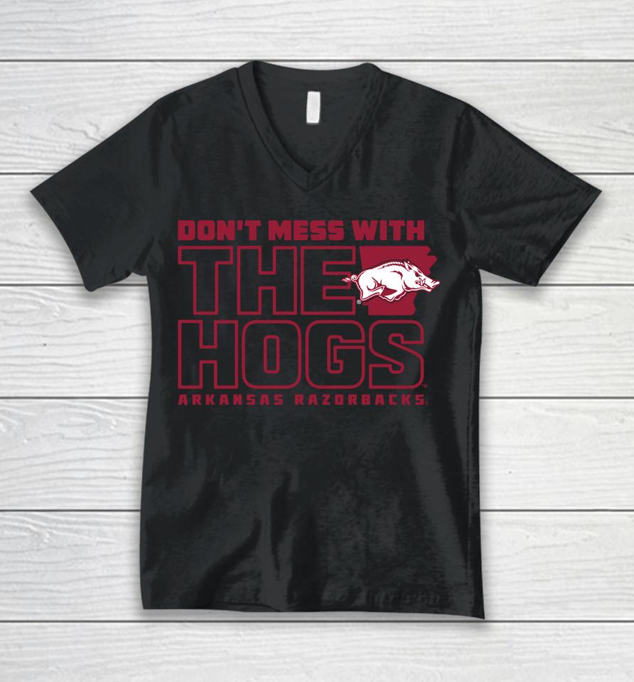 Men's Arkansas Razorbacks Don't Mess With The Hogs Unisex V-Neck T-Shirt