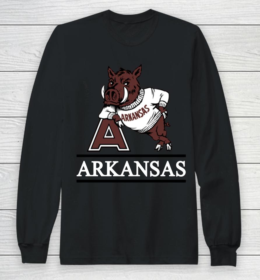 Men's Arkansas Razorbacks Red Fineline Long Sleeve T-Shirt