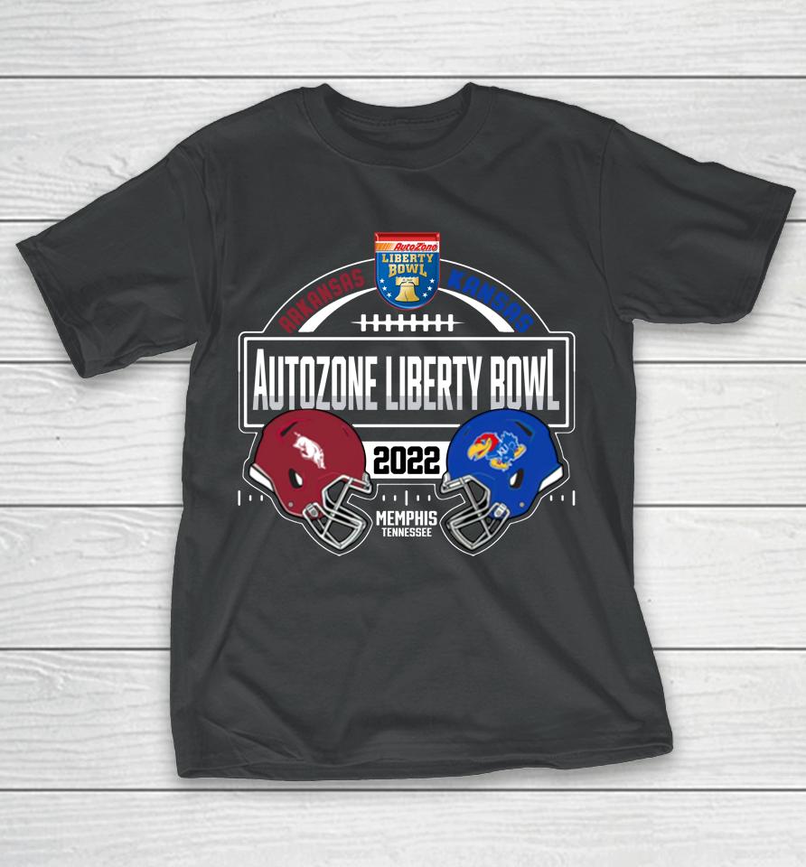 Men's Arkansas Vs K-Jayhawks 2022 Liberty Bowl Matchup Playoff T-Shirt