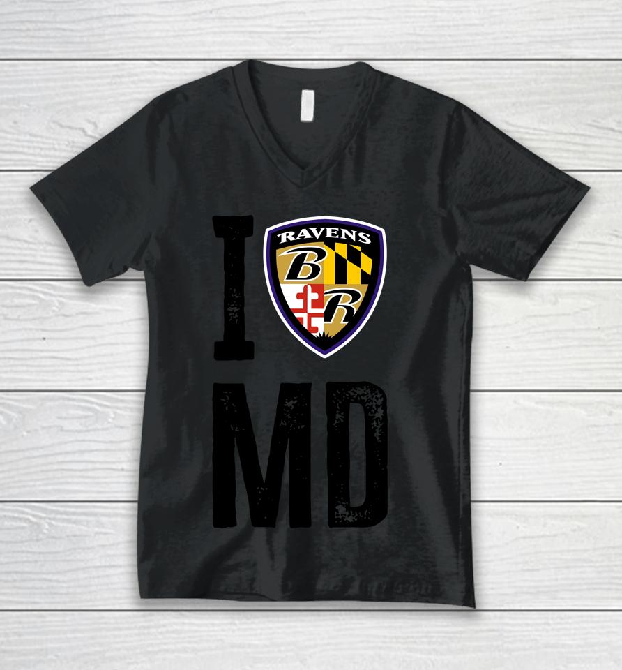Men's Baltimore Ravens New Era White I Heart Md Unisex V-Neck T-Shirt