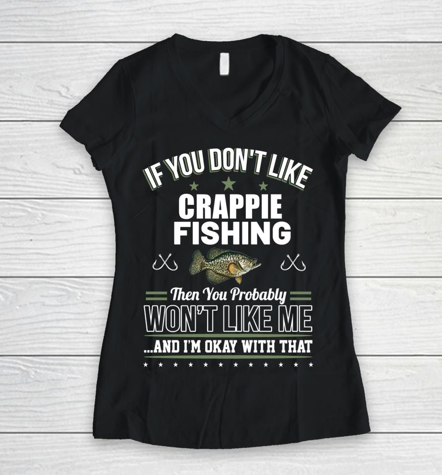 Men's Birthday Father's Day Funny Crappie Fishing Women V-Neck T-Shirt